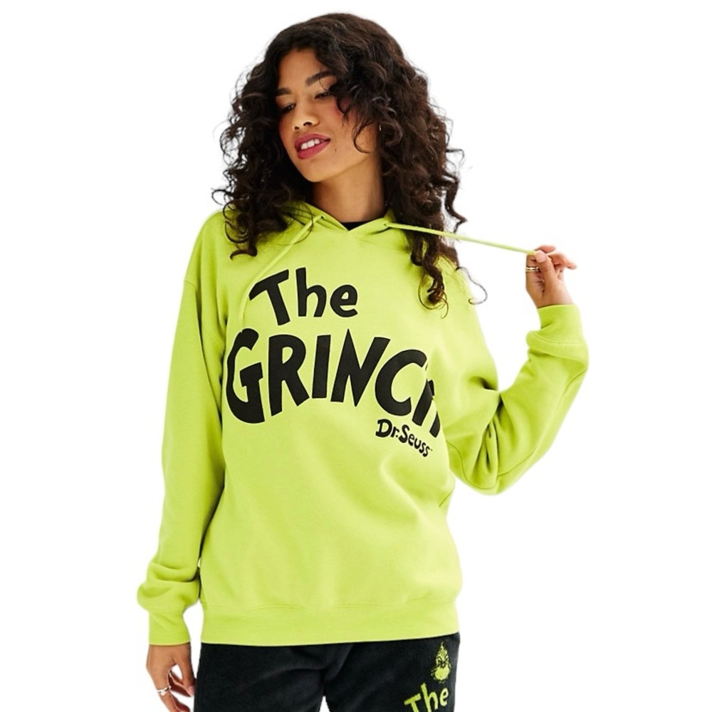 Women’s Size XL Dr. Seuss Grinch Green Graphic Sweatshirt Hoodie Holiday Party